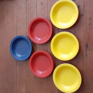 Vintage Dallas Ware B-75 bowls (set of 6) red, yellow and blue colors